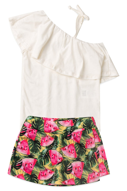 WATERMELON Girl T-Shirts + Skirt Shorts Set