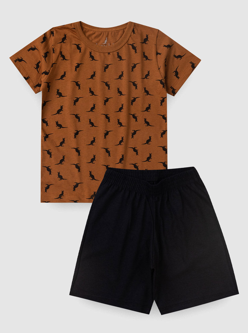 KANGULU CARAMEL Boy T-Shirts + Shorts Pajama Set