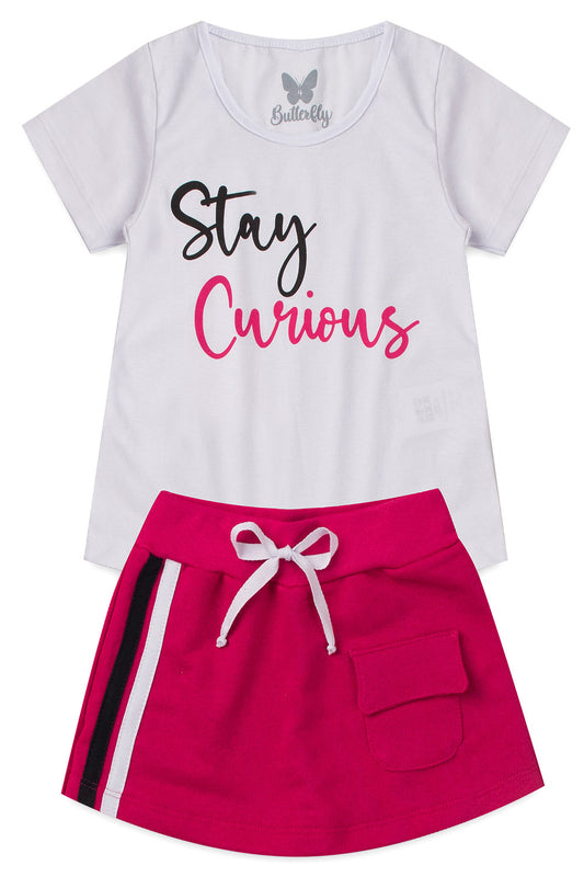 STAY CURIOUS Girl T-Shirts + Skirt Shorts Set