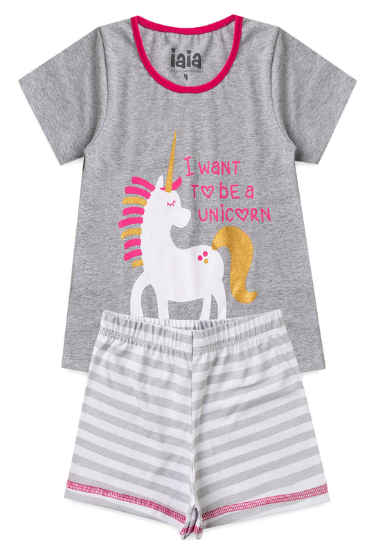 UNICORN Girl T-Shirts + Shorts Pajama Set